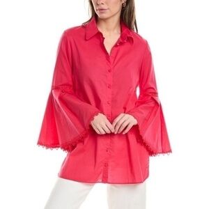 Charo Ibiza Blouse Aster Button Down Bell Sleeve in Fuchsia Pink